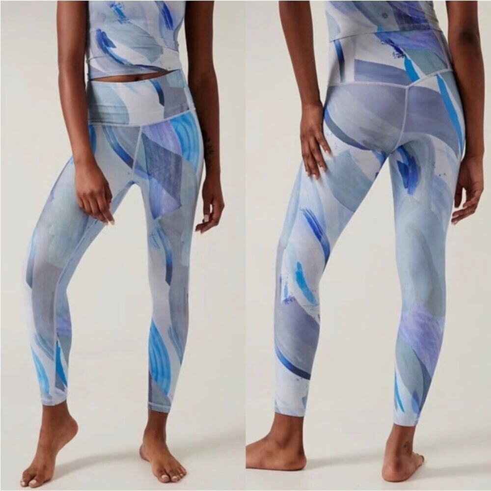 Athleta Elation 7/8 Tight in Vibrance Snowfall Blue Size 2X